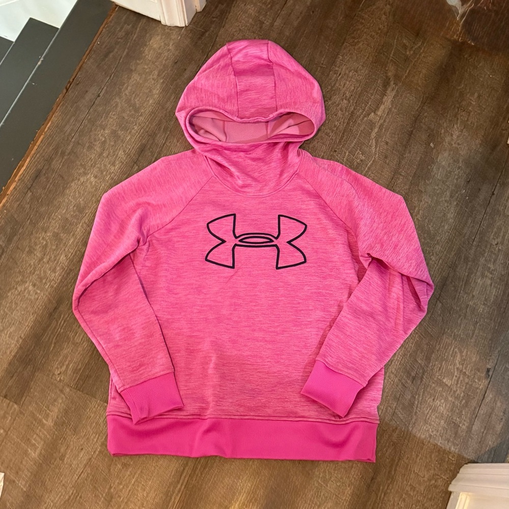 Under Armour Pink ColdGear Fleece Pullover Hoodie Size: Large